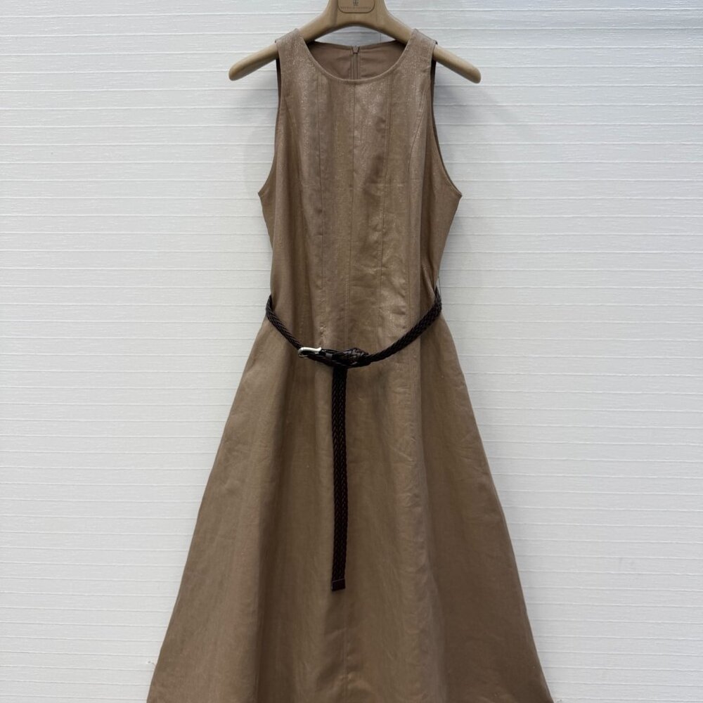 Brunello Cucinelli New Linen Sleeveless Dress